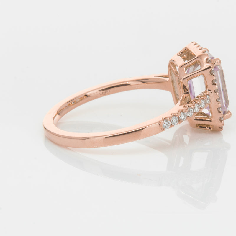 18ct Rose Gold 2.70ct Kunzite & Diamond Ring-Ring-Walker & Hall