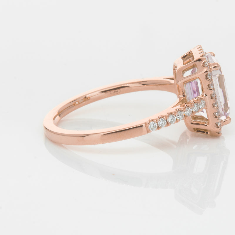 18ct Rose Gold 2.70ct Kunzite & Diamond Ring-Ring-Walker & Hall
