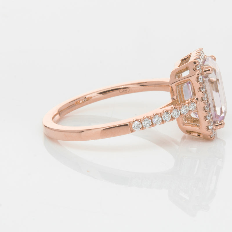 18ct Rose Gold 2.70ct Kunzite & Diamond Ring-Ring-Walker & Hall