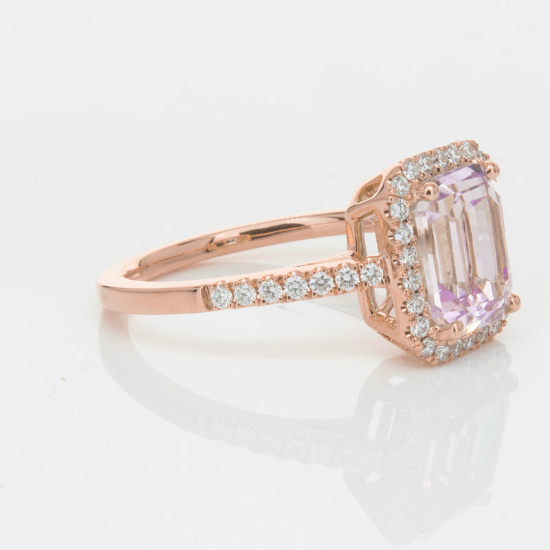 18ct Rose Gold 2.70ct Kunzite & Diamond Ring-Ring-Walker & Hall