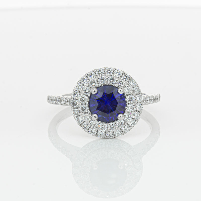 Deja Vu Platinum .88ct Sapphire & Diamond Ring-Ring-Walker & Hall