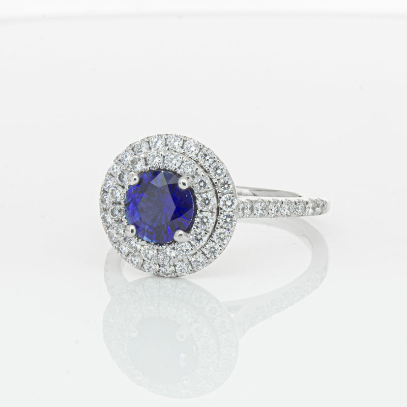 Deja Vu Platinum .88ct Sapphire & Diamond Ring-Ring-Walker & Hall