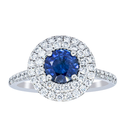 Deja Vu Platinum .88ct Sapphire & Diamond Ring-Ring-Walker & Hall