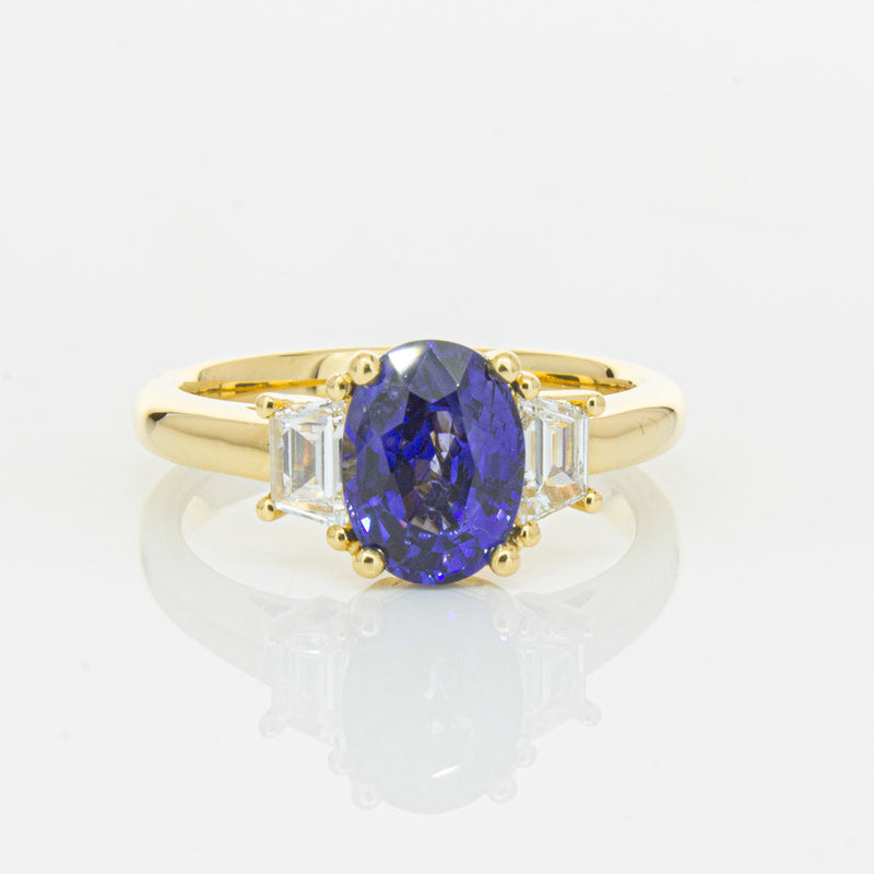 18ct Yellow Gold Sapphire & Diamond Ring-Ring-Walker & Hall