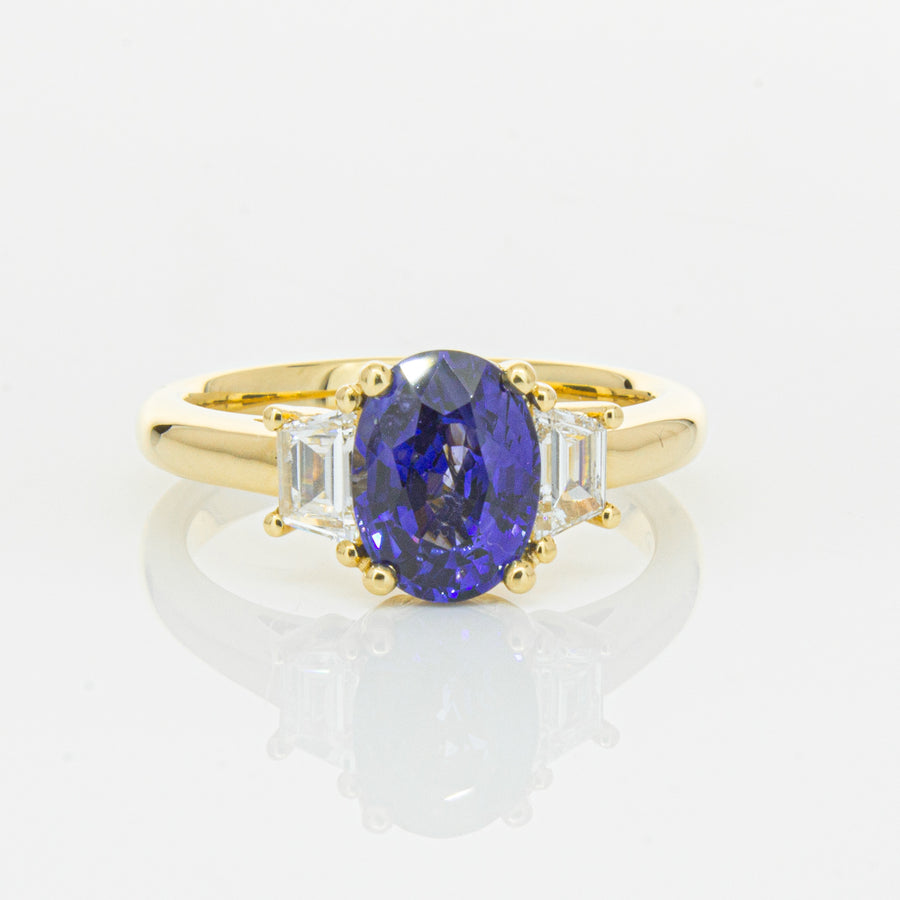 18ct Yellow Gold Sapphire & Diamond Ring-Ring-Walker & Hall