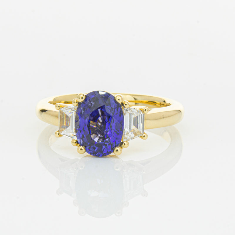 18ct Yellow Gold Sapphire & Diamond Ring-Ring-Walker & Hall