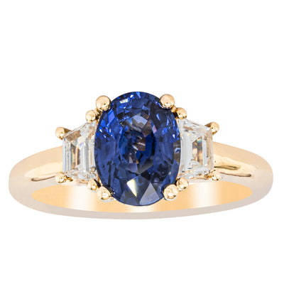 18ct Yellow Gold Sapphire & Diamond Ring-Ring-Walker & Hall