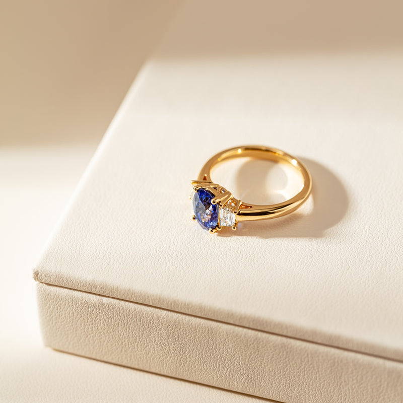 18ct Yellow Gold Sapphire & Diamond Ring-Ring-Walker & Hall