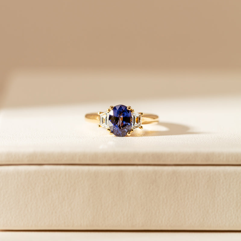 18ct Yellow Gold Sapphire & Diamond Ring-Ring-Walker & Hall