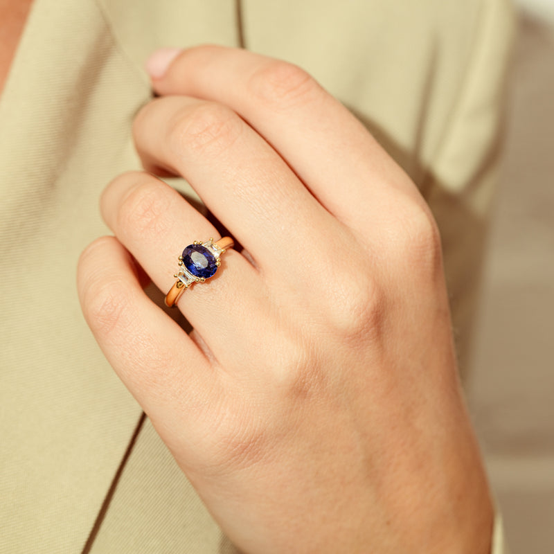 18ct Yellow Gold Sapphire & Diamond Ring-Ring-Walker & Hall