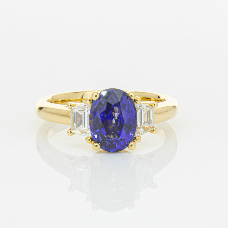 18ct Yellow Gold Sapphire & Diamond Ring-Ring-Walker & Hall