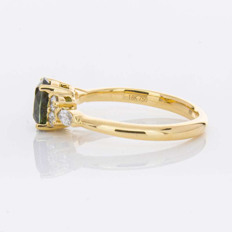 18ct Yellow Gold Green Sapphire & Diamond Oriana Ring-Ring-Walker & Hall