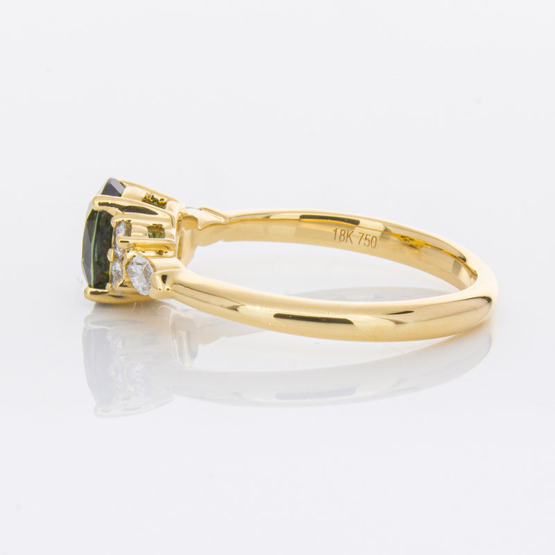 18ct Yellow Gold Green Sapphire & Diamond Oriana Ring-Ring-Walker & Hall