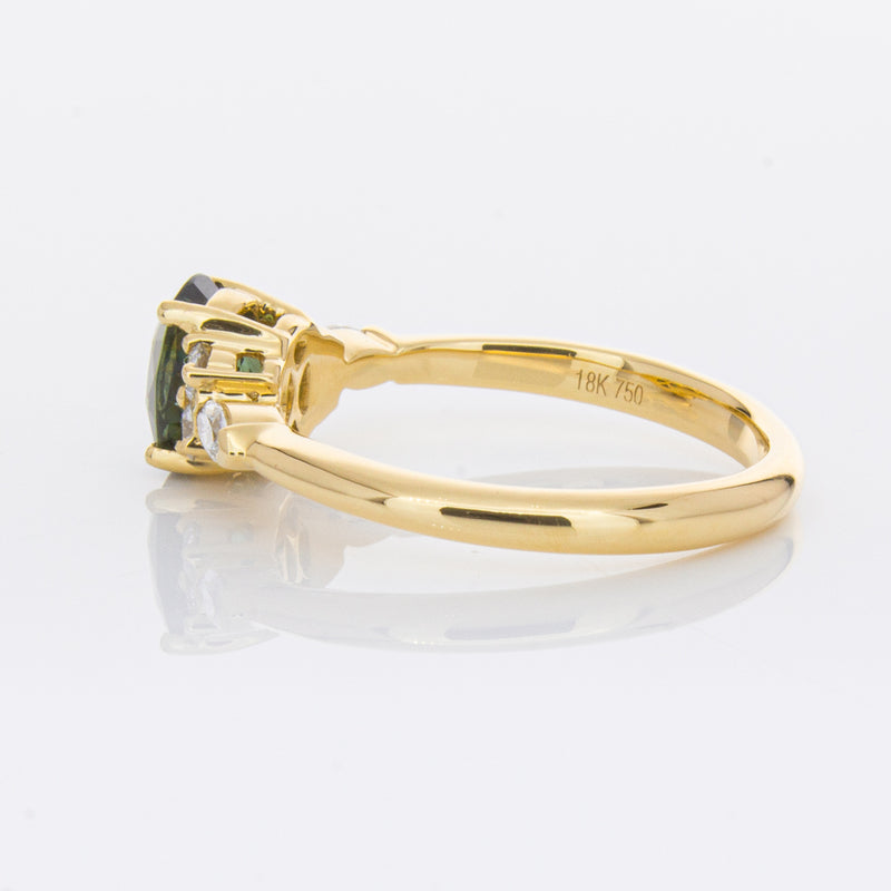 18ct Yellow Gold Green Sapphire & Diamond Oriana Ring-Ring-Walker & Hall