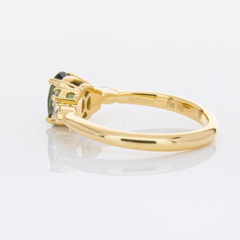 18ct Yellow Gold Green Sapphire & Diamond Oriana Ring-Ring-Walker & Hall