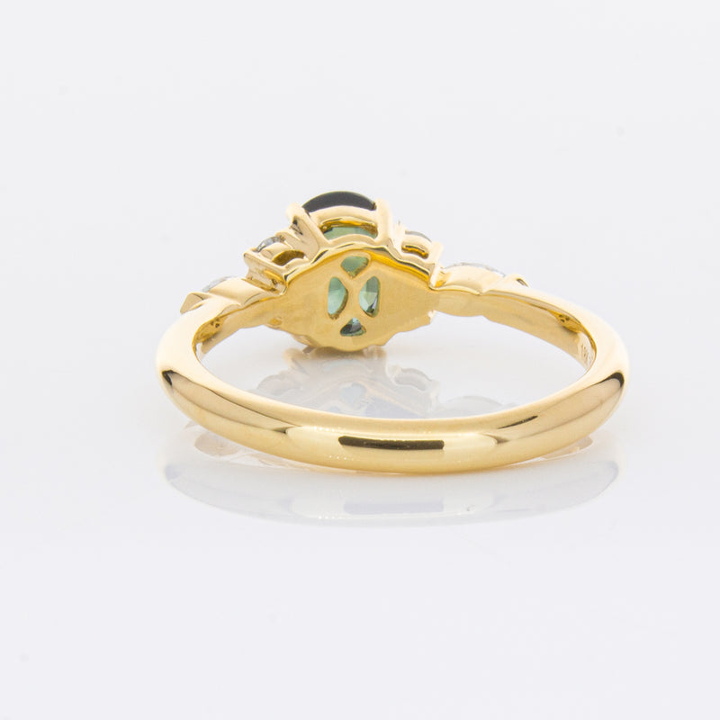 18ct Yellow Gold Green Sapphire & Diamond Oriana Ring-Ring-Walker & Hall