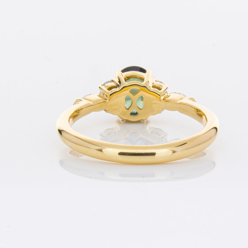 18ct Yellow Gold Green Sapphire & Diamond Oriana Ring-Ring-Walker & Hall