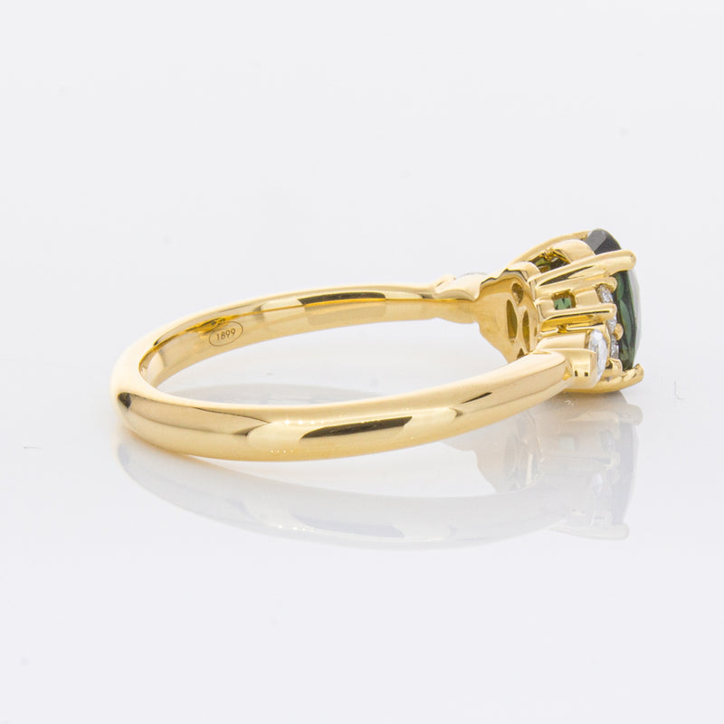 18ct Yellow Gold Green Sapphire & Diamond Oriana Ring-Ring-Walker & Hall