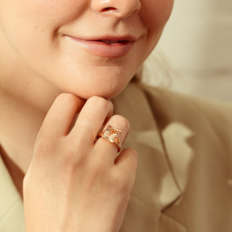18ct Rose Gold 4.96ct Morganite Verona Ring-Ring-Walker & Hall
