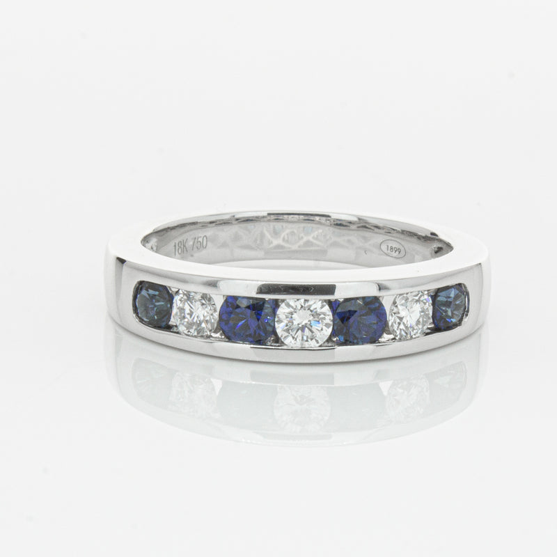 18ct White Gold .50ct Sapphire & Diamond Tigris Ring-Ring-Walker & Hall