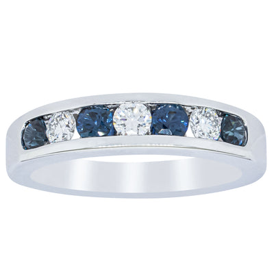 18ct White Gold .50ct Sapphire & Diamond Tigris Ring-Ring-Walker & Hall