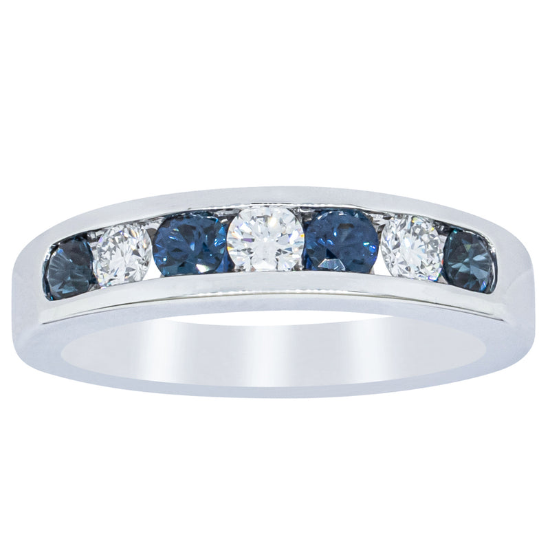 18ct White Gold .50ct Sapphire & Diamond Tigris Ring-Ring-Walker & Hall