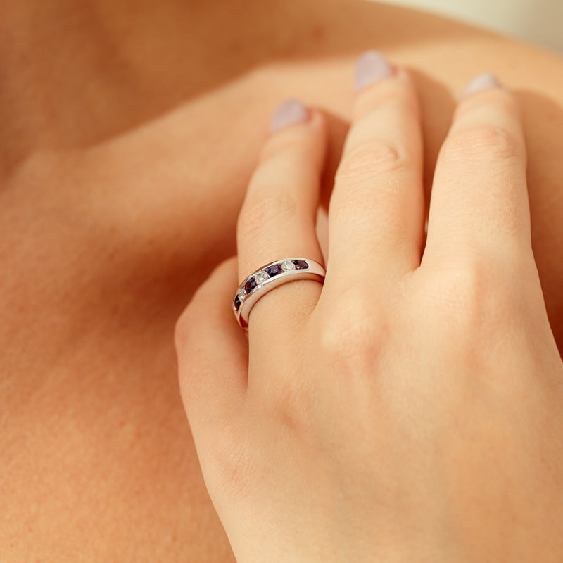 18ct White Gold .50ct Sapphire & Diamond Tigris Ring-Ring-Walker & Hall