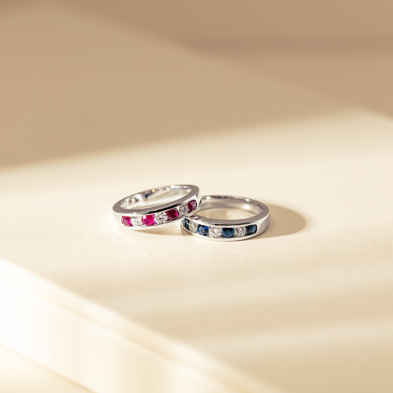 18ct White Gold .50ct Sapphire & Diamond Tigris Ring-Ring-Walker & Hall