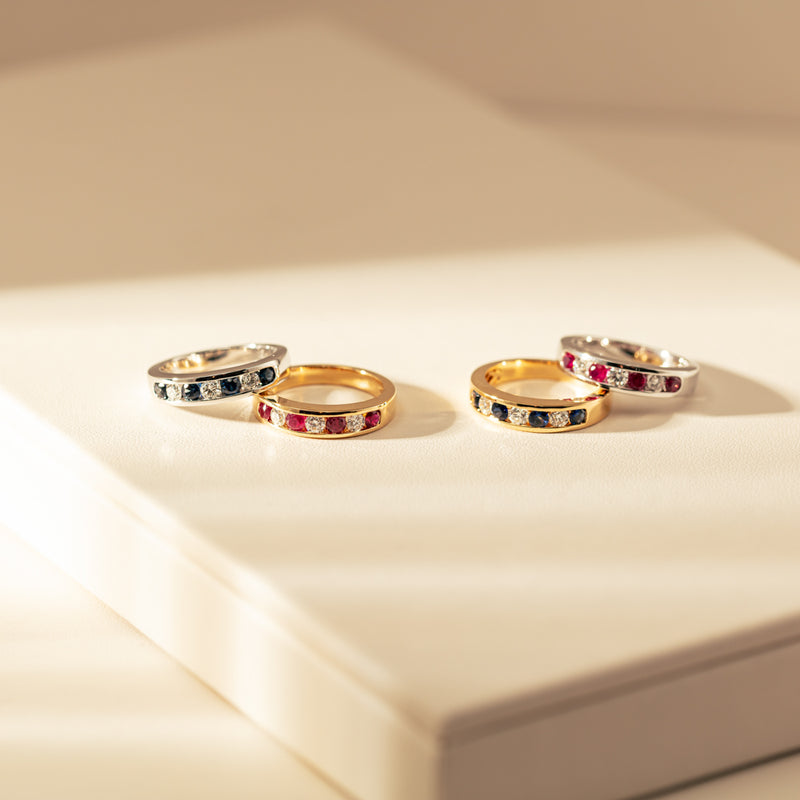 18ct White Gold .50ct Sapphire & Diamond Tigris Ring-Ring-Walker & Hall