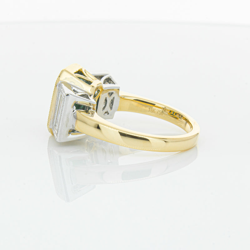 18ct Yellow Gold Emerald & Diamond Ring-Ring-Walker & Hall