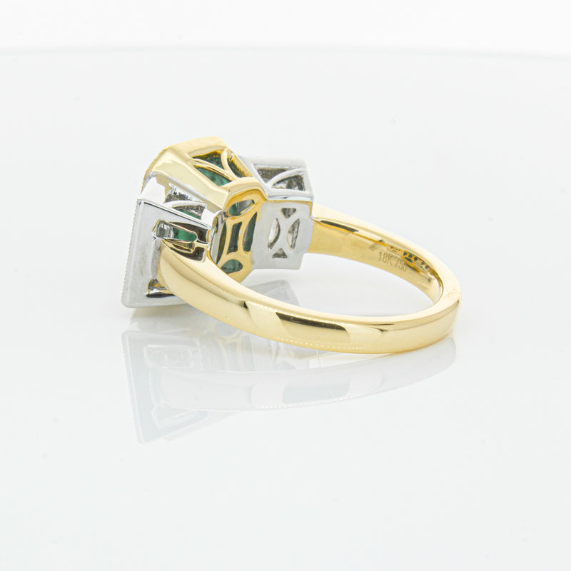 18ct Yellow Gold Emerald & Diamond Ring-Ring-Walker & Hall