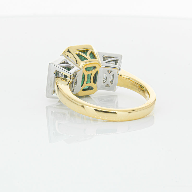 18ct Yellow Gold Emerald & Diamond Ring-Ring-Walker & Hall