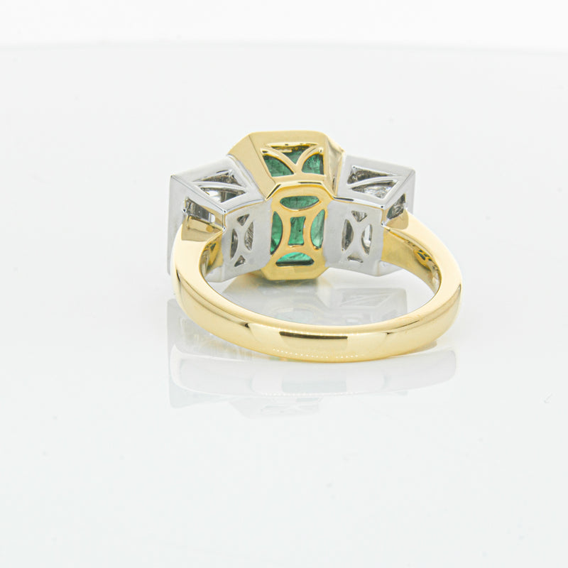 18ct Yellow Gold Emerald & Diamond Ring-Ring-Walker & Hall