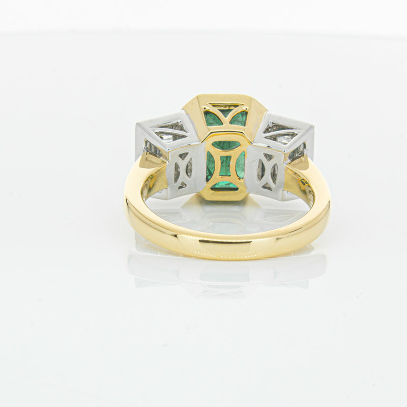 18ct Yellow Gold Emerald & Diamond Ring-Ring-Walker & Hall