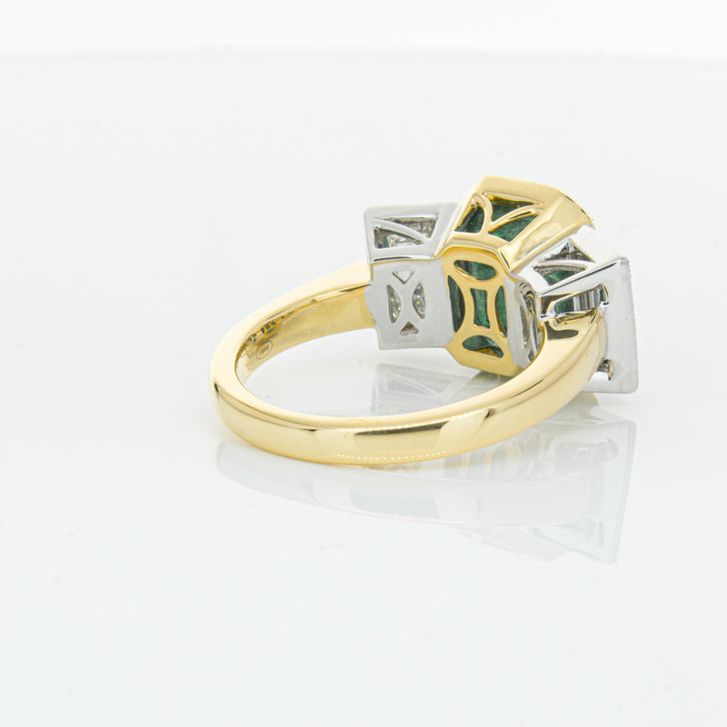 18ct Yellow Gold Emerald & Diamond Ring-Ring-Walker & Hall