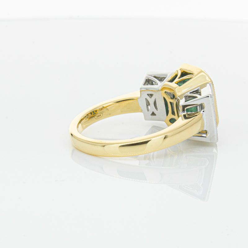 18ct Yellow Gold Emerald & Diamond Ring-Ring-Walker & Hall