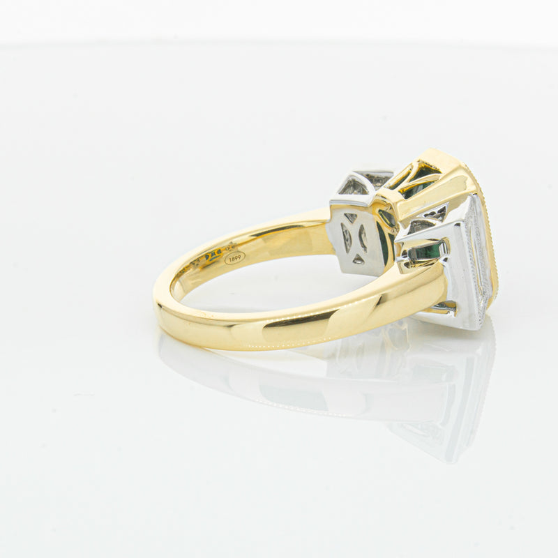 18ct Yellow Gold Emerald & Diamond Ring-Ring-Walker & Hall