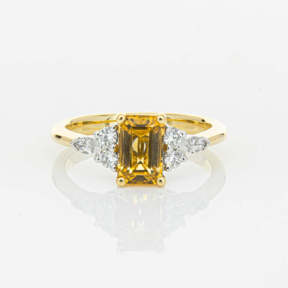 18ct Yellow Gold 1.40ct Golden Sapphire & Diamond Oriana Ring-Ring-Walker & Hall