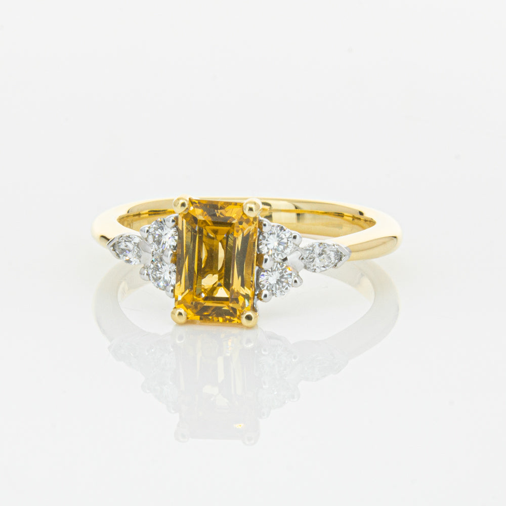 18ct Yellow Gold 1.40ct Golden Sapphire & Diamond Oriana Ring-Ring-Walker & Hall