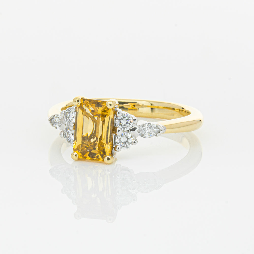18ct Yellow Gold 1.40ct Golden Sapphire & Diamond Oriana Ring-Ring-Walker & Hall