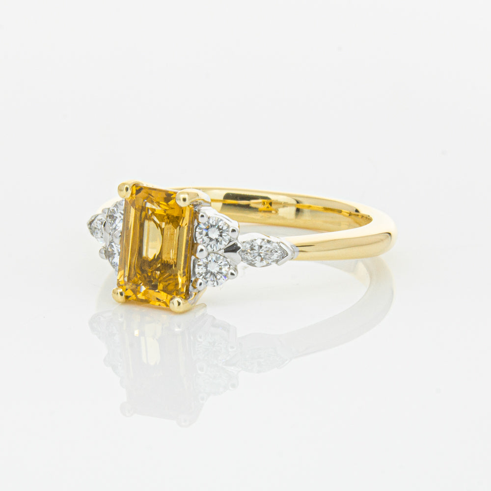 18ct Yellow Gold 1.40ct Golden Sapphire & Diamond Oriana Ring-Ring-Walker & Hall