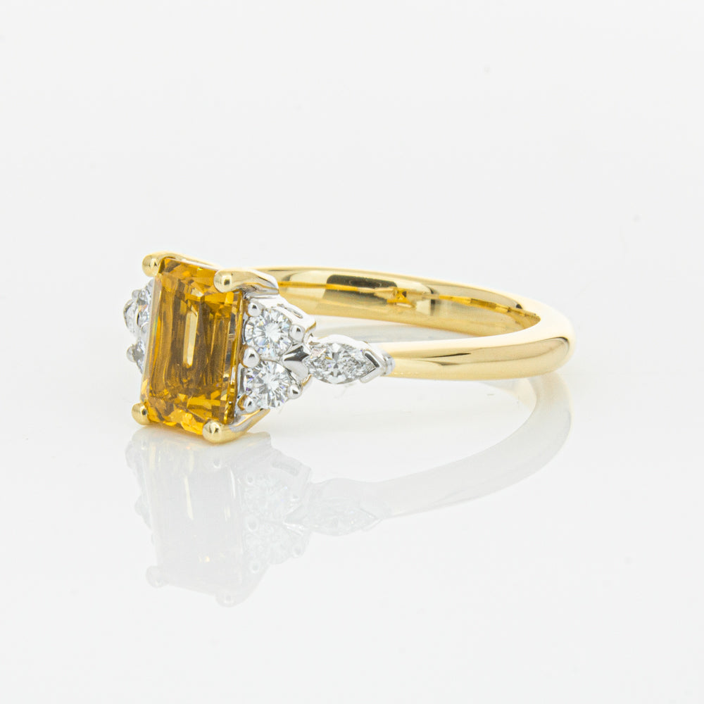 18ct Yellow Gold 1.40ct Golden Sapphire & Diamond Oriana Ring-Ring-Walker & Hall