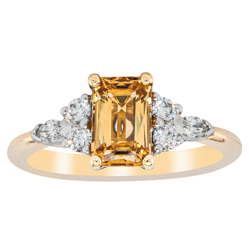 18ct Yellow Gold 1.40ct Golden Sapphire & Diamond Oriana Ring-Ring-Walker & Hall