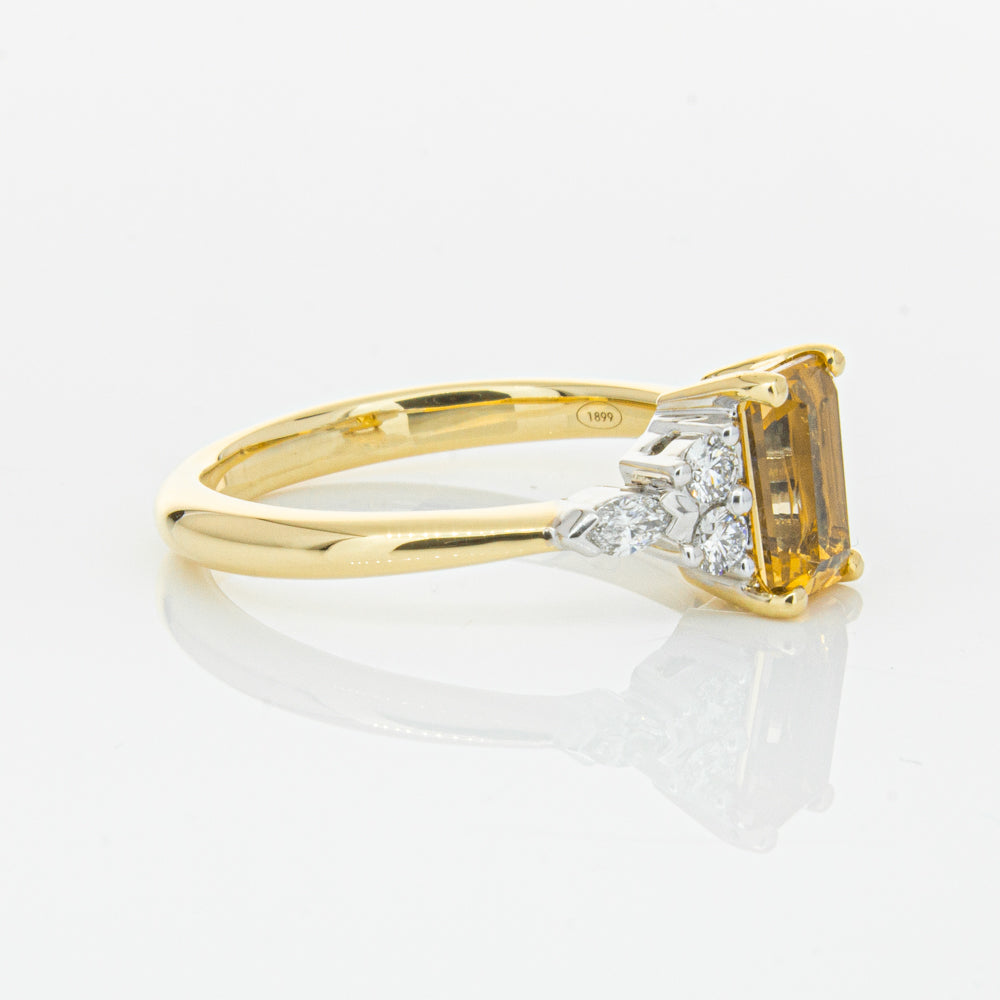 18ct Yellow Gold 1.40ct Golden Sapphire & Diamond Oriana Ring-Ring-Walker & Hall