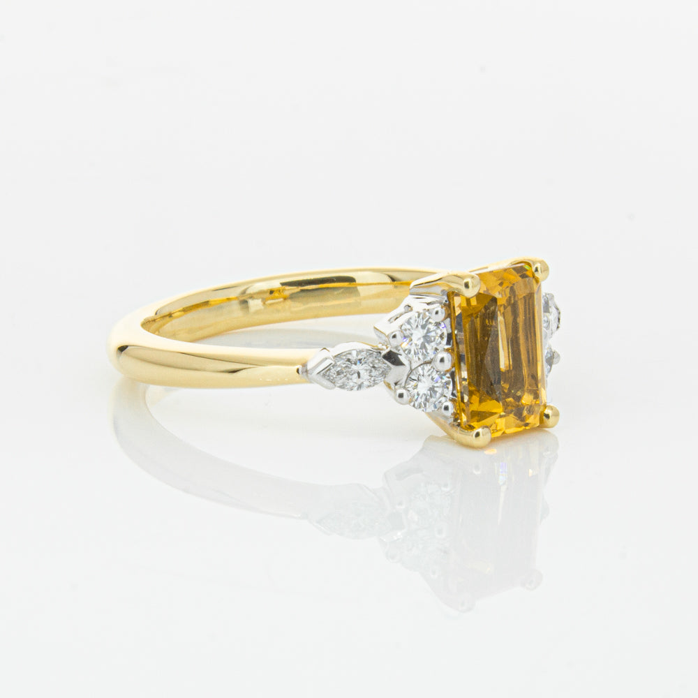 18ct Yellow Gold 1.40ct Golden Sapphire & Diamond Oriana Ring-Ring-Walker & Hall