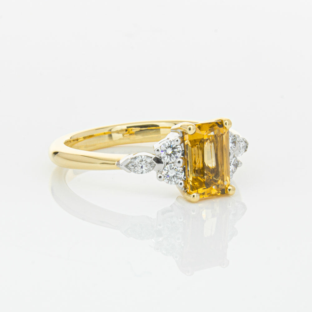 18ct Yellow Gold 1.40ct Golden Sapphire & Diamond Oriana Ring-Ring-Walker & Hall