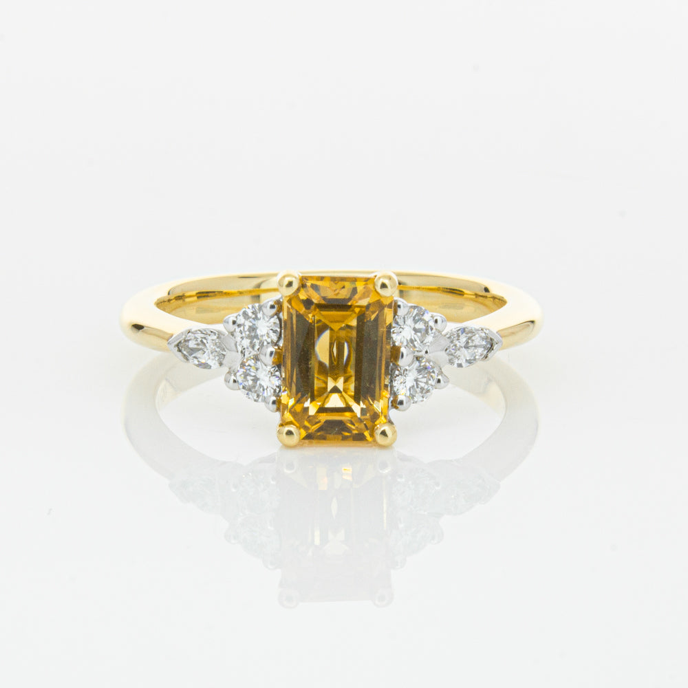 18ct Yellow Gold 1.40ct Golden Sapphire & Diamond Oriana Ring-Ring-Walker & Hall