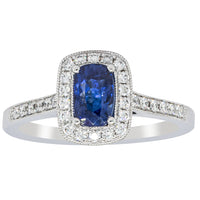 18ct White Gold 1.12ct Sapphire & Diamond Aria Ring-Ring-Walker & Hall