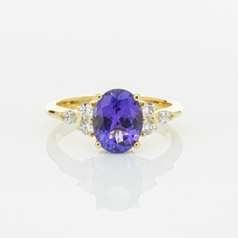 18ct Yellow Gold 2.19ct Tanzanite & Diamond Oriana Ring-Ring-Walker & Hall