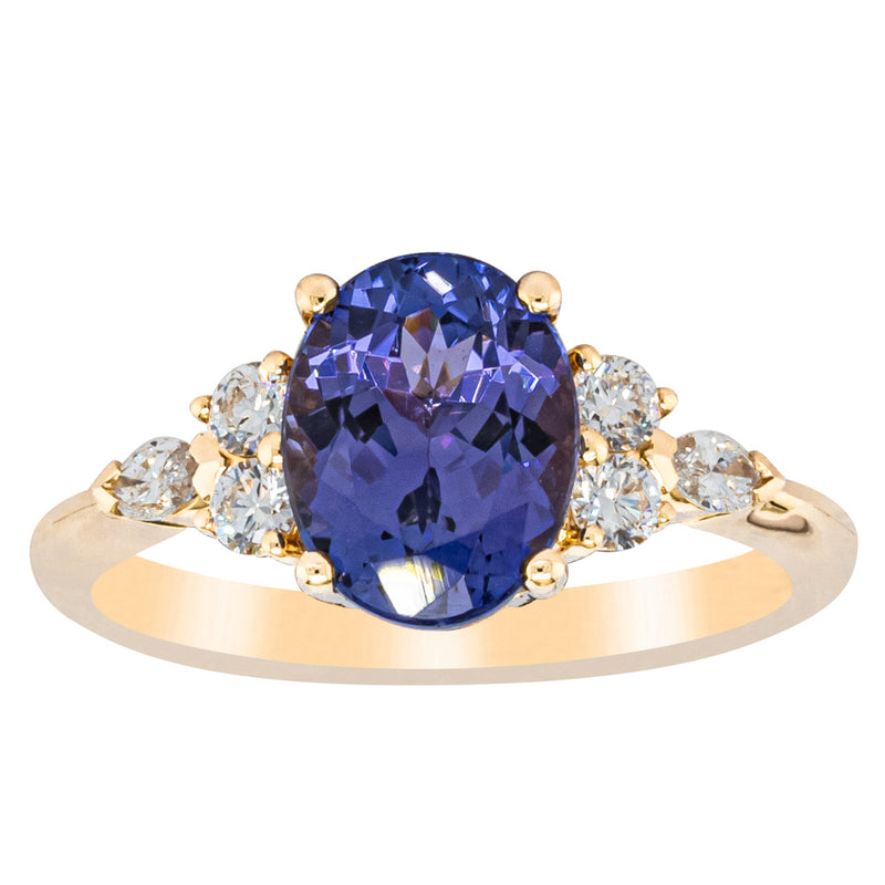 18ct Yellow Gold 2.19ct Tanzanite & Diamond Oriana Ring-Ring-Walker & Hall